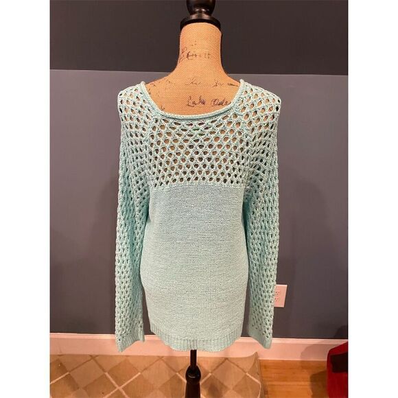 Island Republic Women's Green Crochet Knit Pullover Sweater Size L - Picture 8 of 11